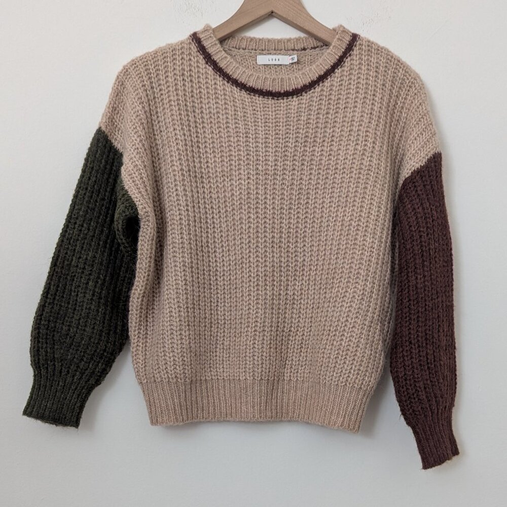 Oversized Cropped Colorblock Sweater